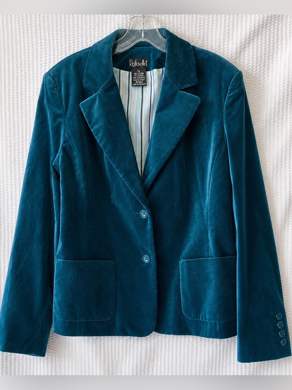 Rafaella Teal Velvet Blazer Jacket